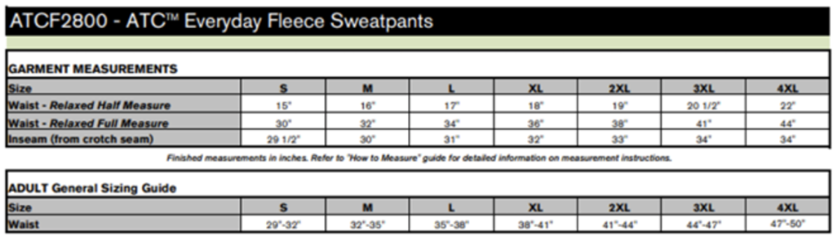 Shark Wear pants sizing